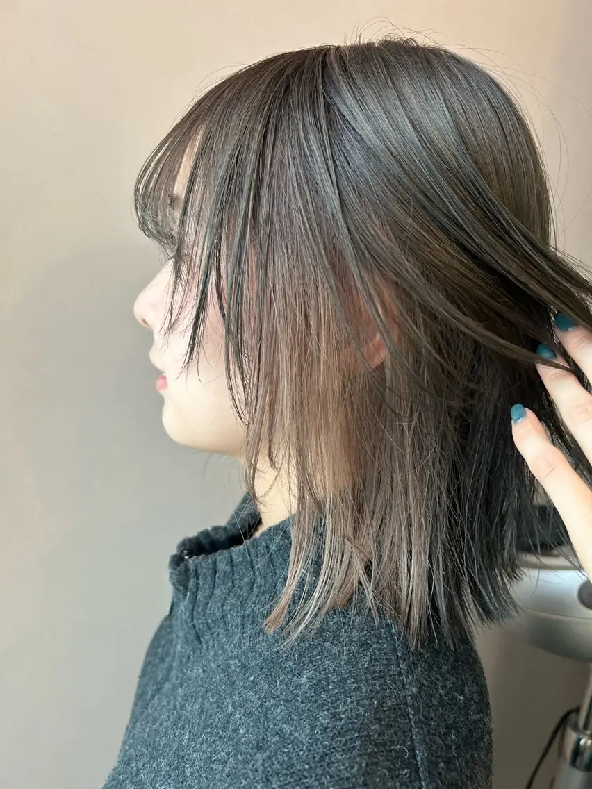 ミディアム カラー ベージュカラー オリーブベージュ カット ヘアカラー トリートメント hubhair レイヤー/透明感のヘアスタイル