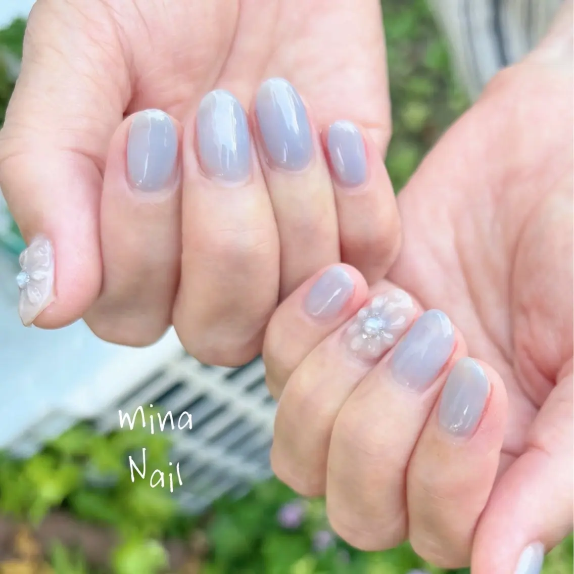 ネイル ブルー クリアネイル ジェルネイル ゴールド ラメ(グリッター) mina Nailのネイルデザイン