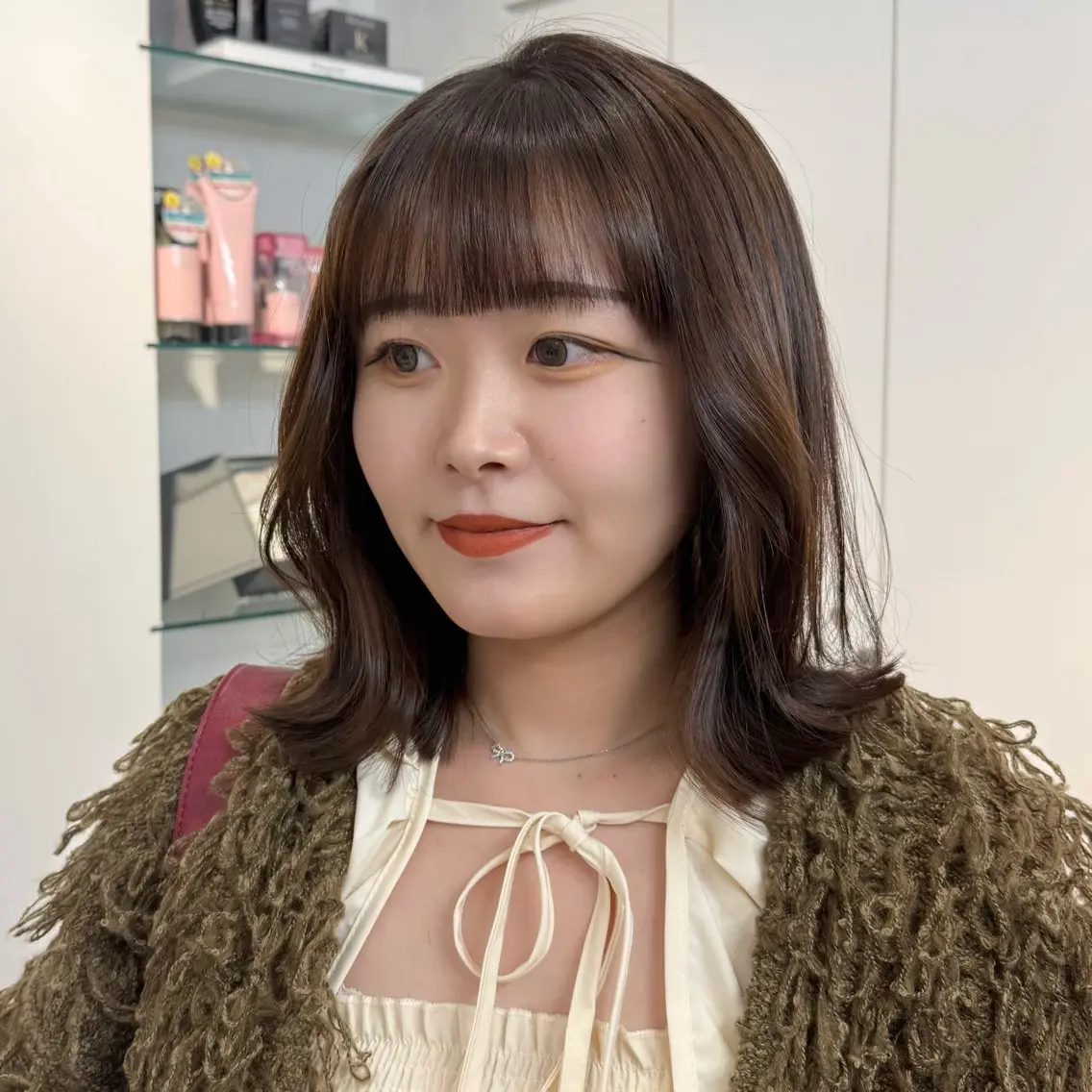 ミディアム ミディアムレイヤー オレンジブラウン レイヤーカット 縮毛矯正 カット ヘアカラー 縮毛矯正 トリートメント レイヤー/艶カラー /パーマ💚千琴のヘアスタイル
