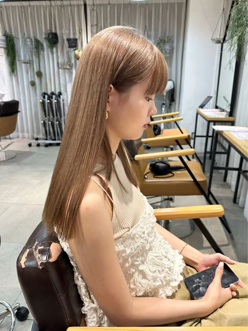 セミロング カラー ヘアカラー トリートメント 縮毛/透明感カラー Mariamu🫧のヘアスタイル
