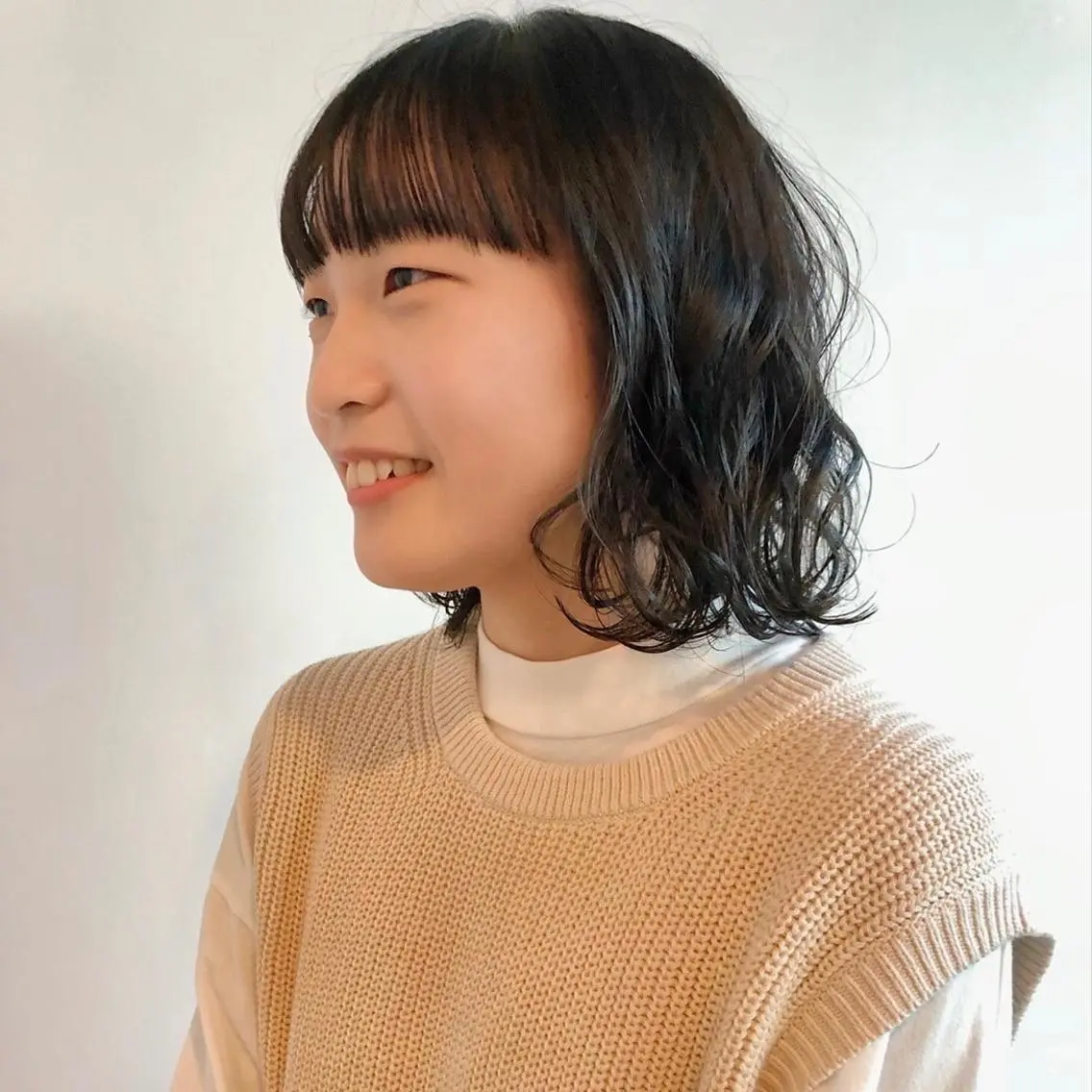 ミディアム パーマ カット パーマ トリートメント 角田 翔太郎のヘアスタイル