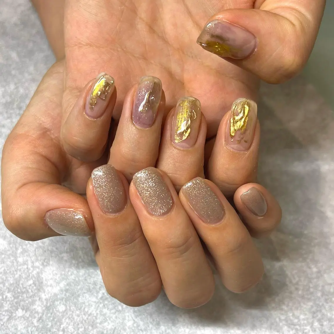 ネイル マグネットネイル ミラーネイル 自爪育成 warm AZUKI-アヅキ-のネイルデザイン