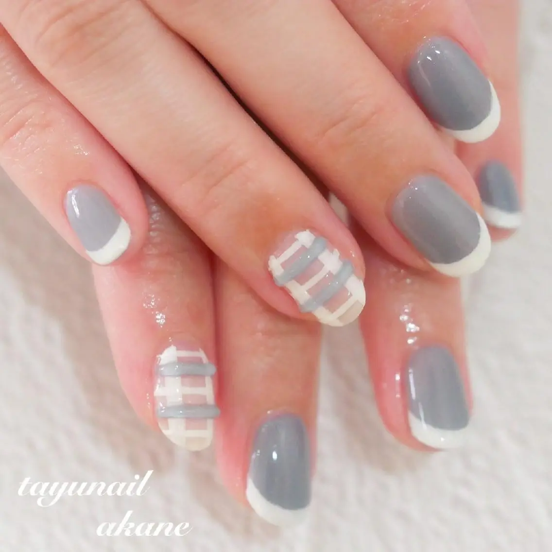 ネイル アートネイル ブルー フレンチネイル ジェルネイル パラジェル ネイルサロン 【たゆnail】のネイルデザイン