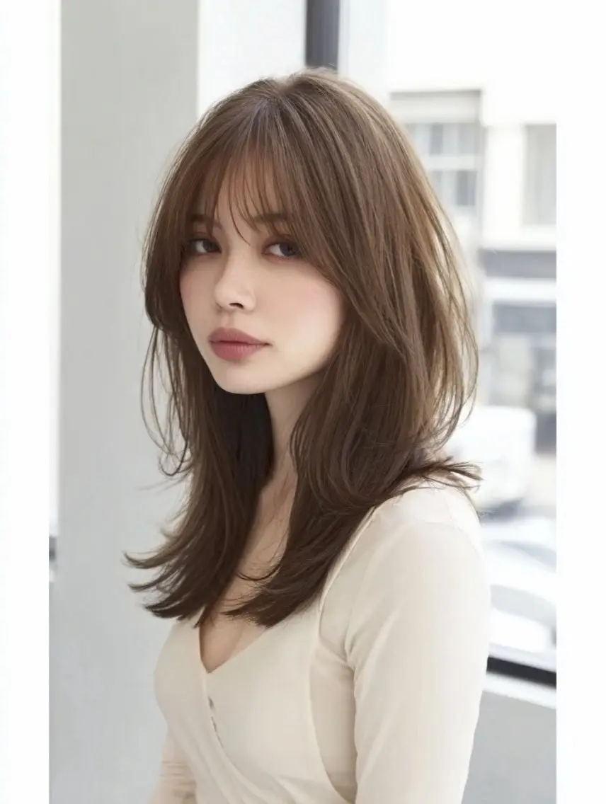 ロング 縮毛矯正 絶対綺麗な暖色カラー 🎯あります✨増渕✨のヘアスタイル