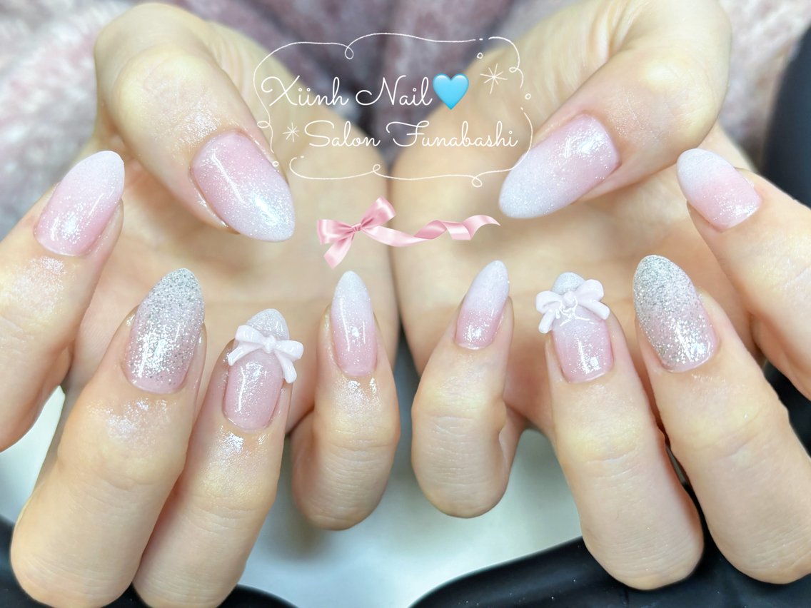 ネイル チークネイル 桜ネイル 長さ出し フットネイル ジェルネイル ハンドネイル XIINH NAIL SALONのネイルデザイン
