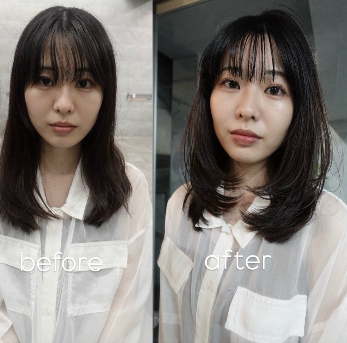 ミディアム カラー 透明感カラー レイヤーカット カット ヘアカラー トリートメント 🌿透明感カラー レイヤーカットのヘアスタイル