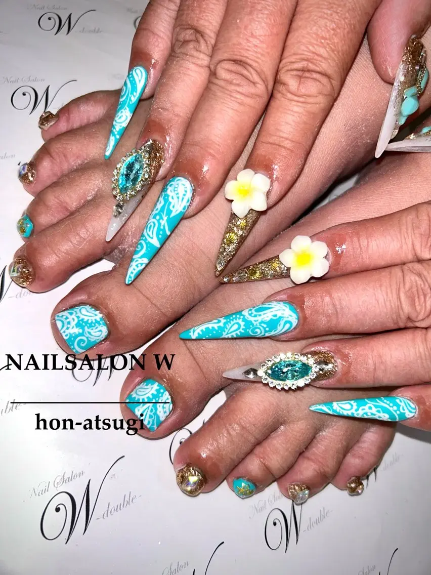 ロング ロング ハンドネイル ネイルサロン ダブルのネイルデザイン