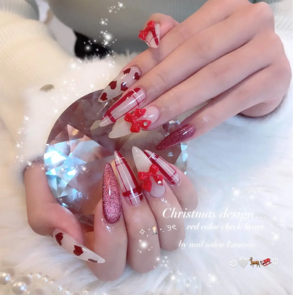 ネイル 冬ネイル クリスマス ハンドネイル nail salon Lunasisのネイルデザイン