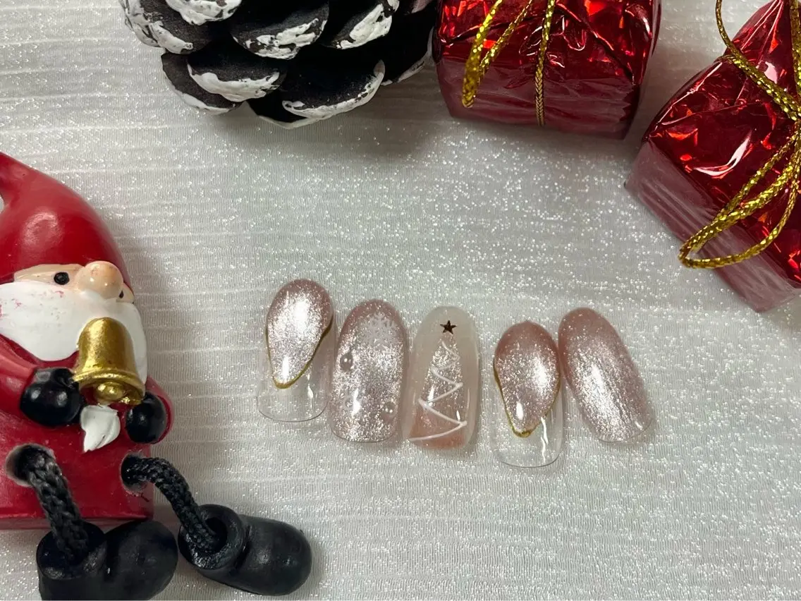 ネイル ジェルネイル マグネットネイル パラジェル 冬ネイル クリスマス kiki nail &brow二子玉川のネイルデザイン