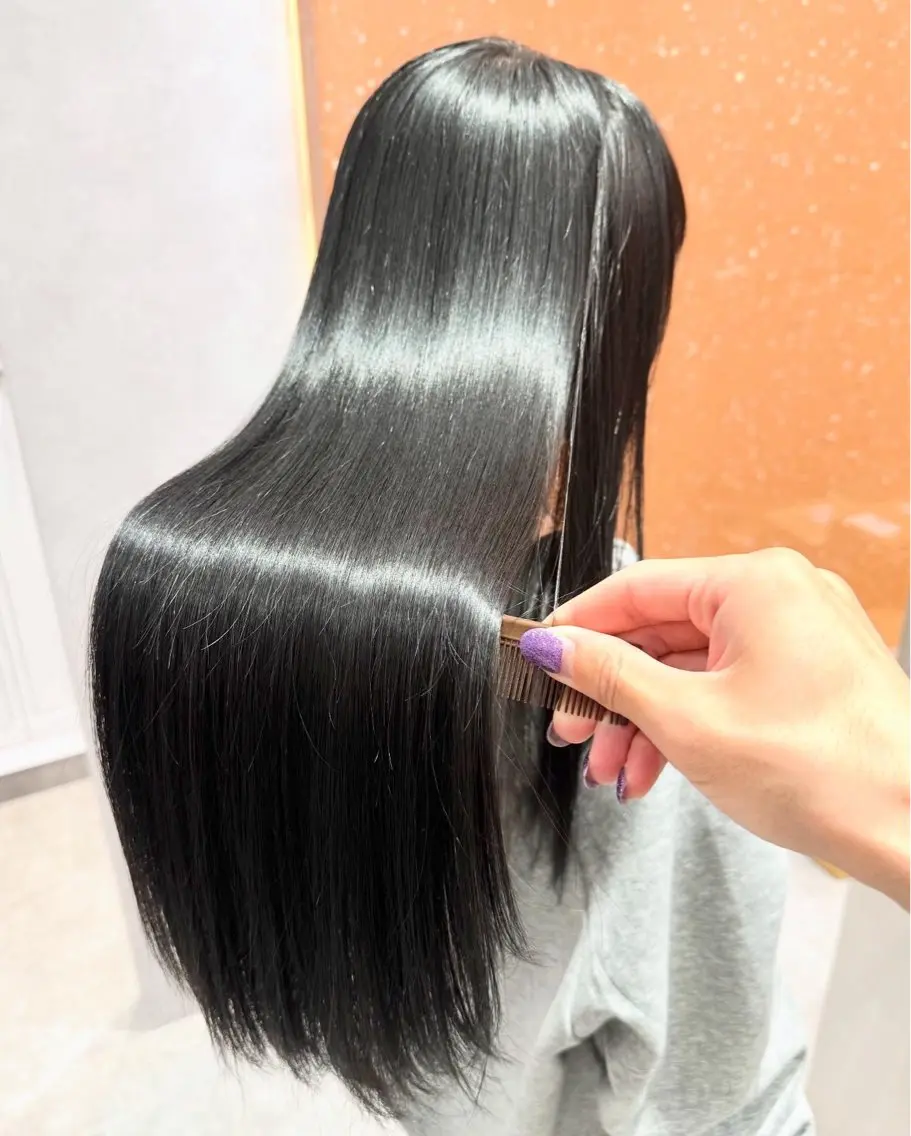 ロング カラー パーマ ヘアアレンジ 髪質改善 縮毛矯正 トリートメント ストレートパーマ ヘアカラー 縮毛矯正 トリートメント 縮毛矯正/髪質改善/ ブリーチ毛/木元渓太のヘアスタイル