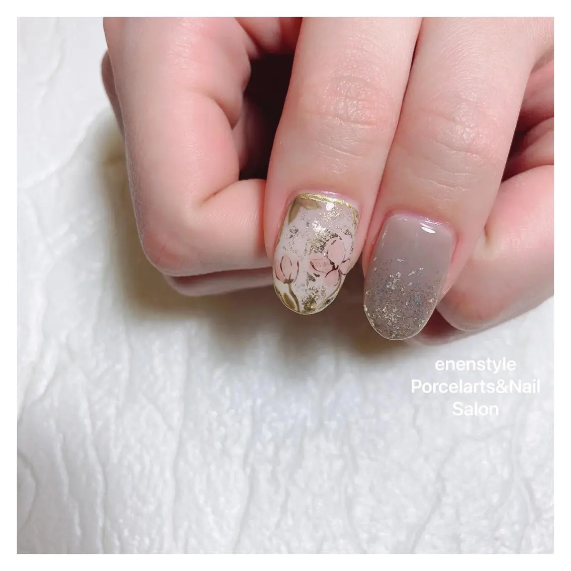 ミディアム ネイル ハンドネイル 🐾enen style 🐾のネイルデザイン
