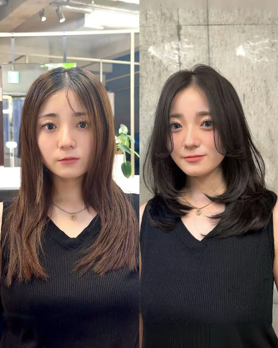 セミロング レイヤー特化/小顔顔 周り/セノ/表参道のヘアスタイル