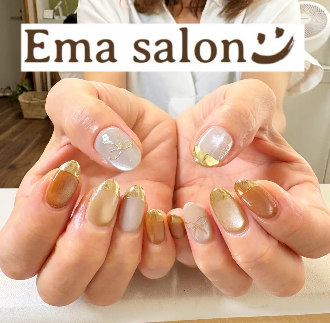ネイル フレンチネイル ミラーネイル 持ち込み ハンドネイル Ema salon hiromiのネイルデザイン