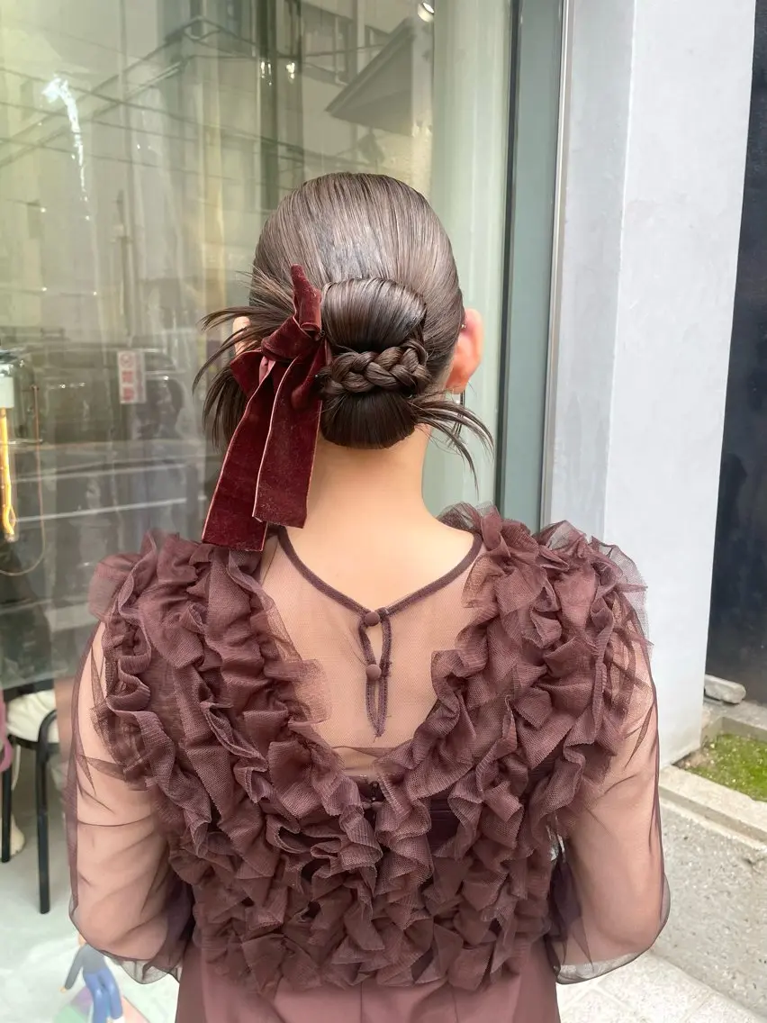 ロング ヘアアレンジ 結婚式・ブライダル ロング ヘアセット デザインカラー💖/ ヘアセット/manaのヘアスタイル