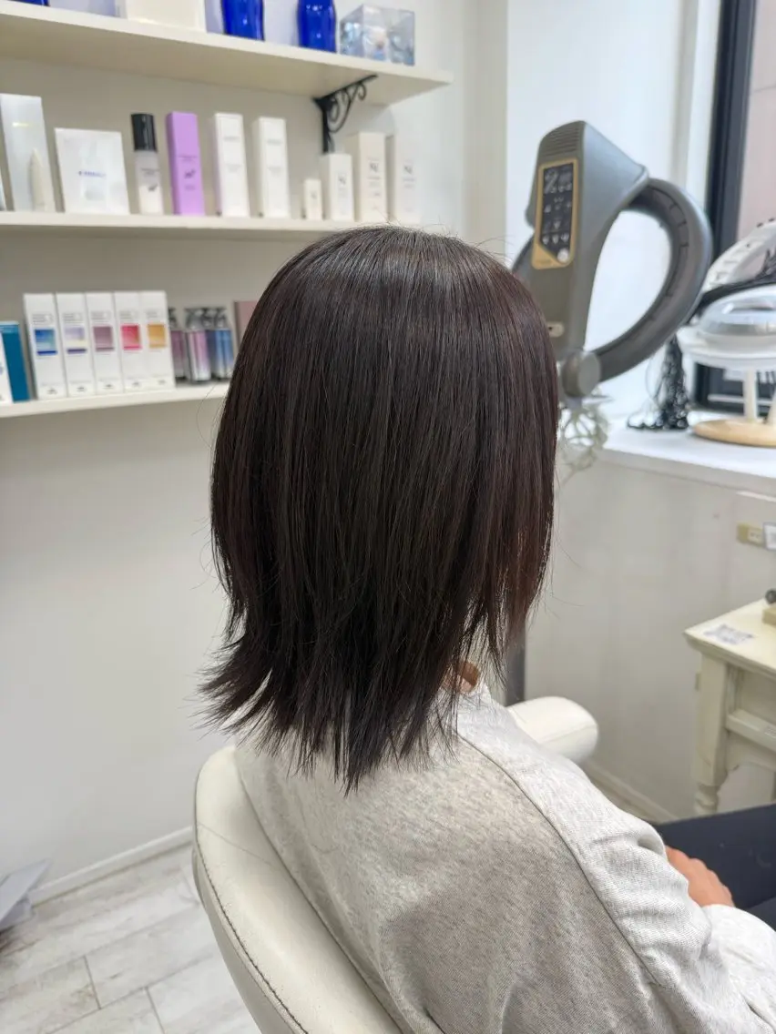 ミディアム 縮毛矯正 新籾 尚哉のヘアスタイル