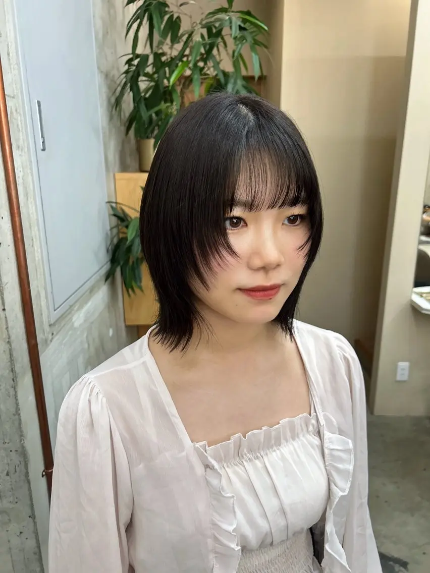 ミディアム ボブ レイヤーカット 顔周りレイヤー/ ふわあいりのヘアスタイル