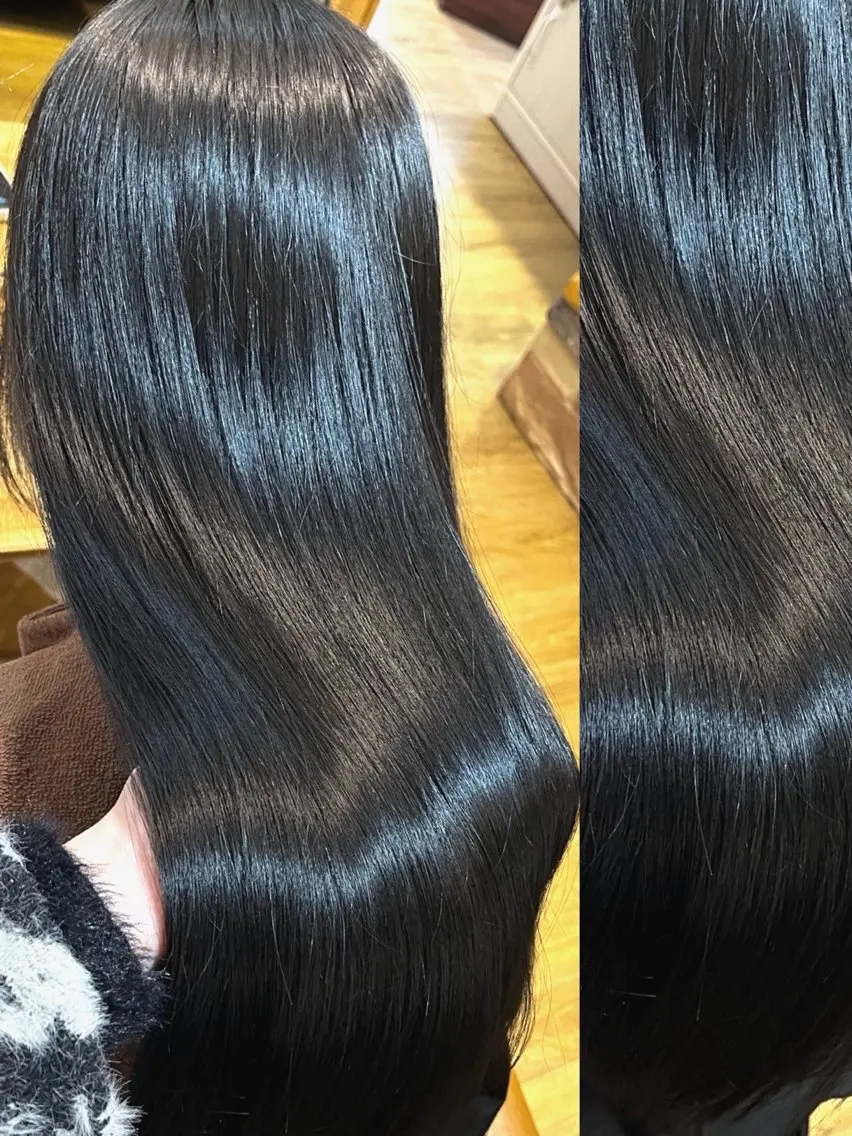 ロング カラー 黒髪 透明感カラー 髪質改善 ロング 縮毛矯正 カット ヘアカラー 縮毛矯正 トリートメント 髪質改善Wカラー ウルトワのアユカのヘアスタイル