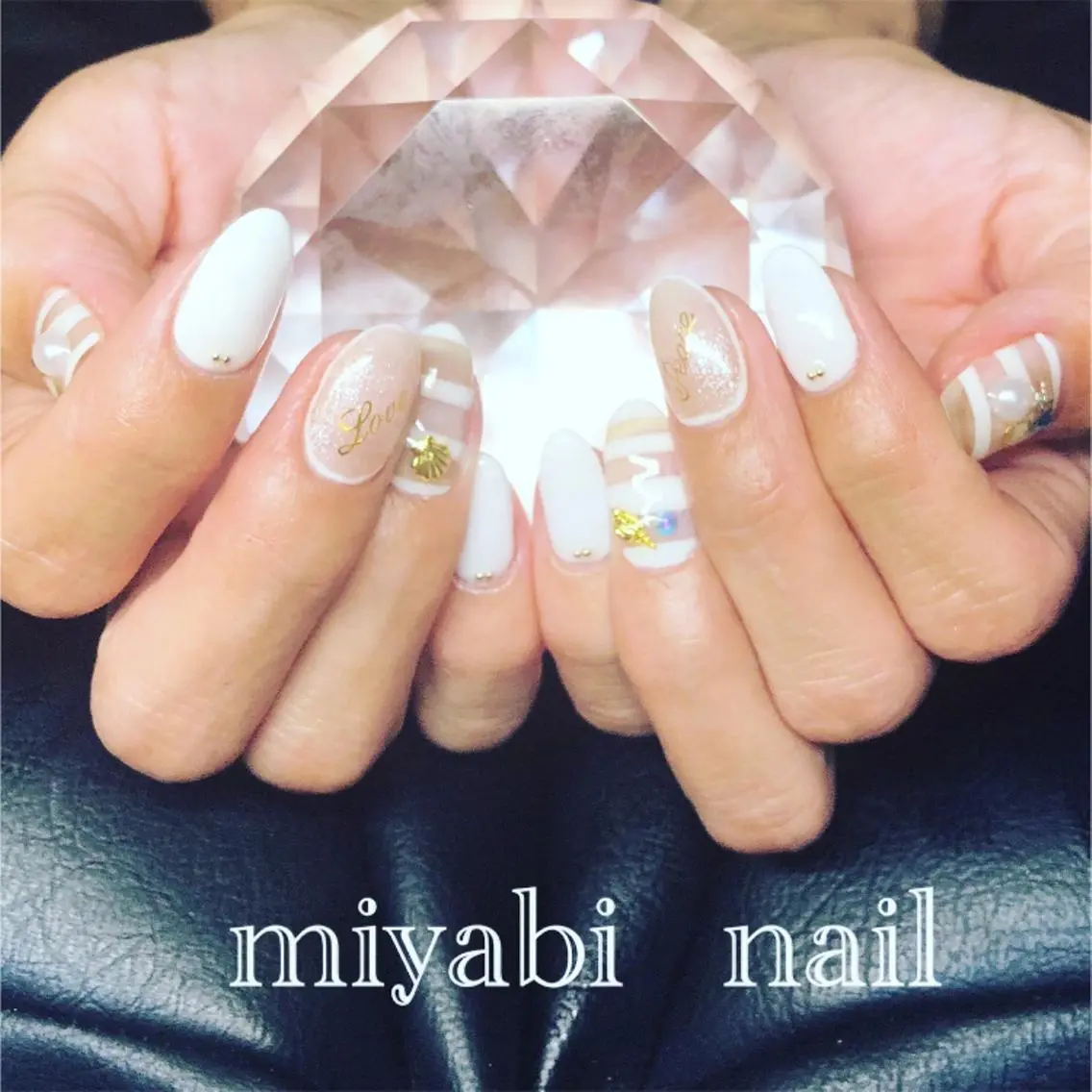 ネイル アートネイル ボーダー クリアネイル 持ち込み 夏ネイル miyabi nail 桂川駅近くのネイルデザイン