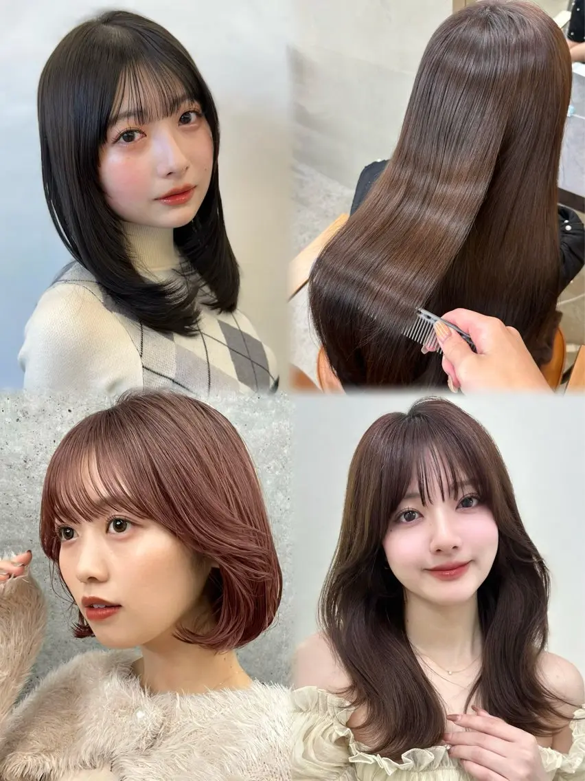 ミディアム カラー 盛れる顔周り /透明感/かりん🎀のヘアスタイル