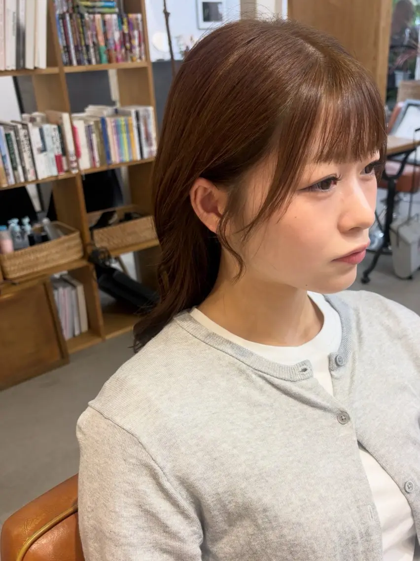 ワンカラー➕顔周り前髪カットの写真