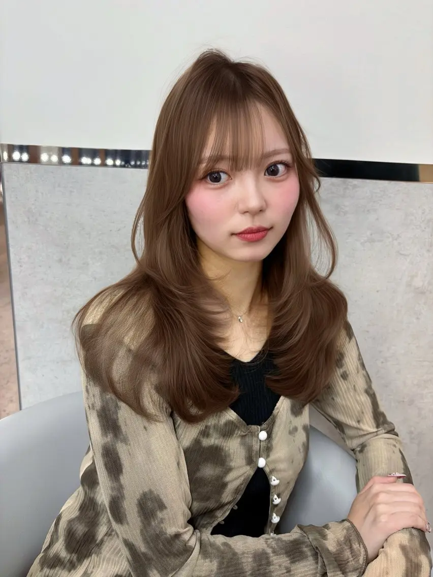 ミディアム カラー ブリーチ 透明感カラー ブリーチなしカラー カット ヘアカラー トリートメント 【博多髪質改善】 吉村　清志のヘアスタイル