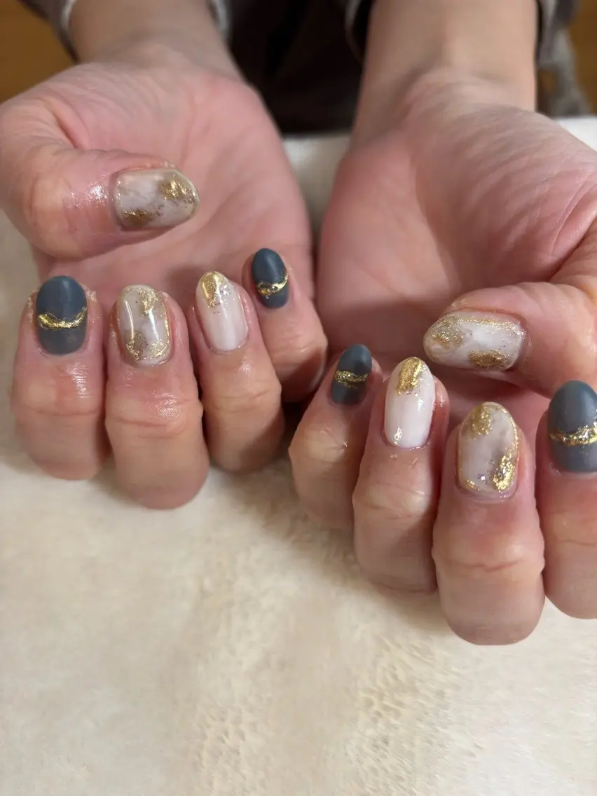 ネイル ブルー ハンドネイル Coconail 恭子のネイルデザイン