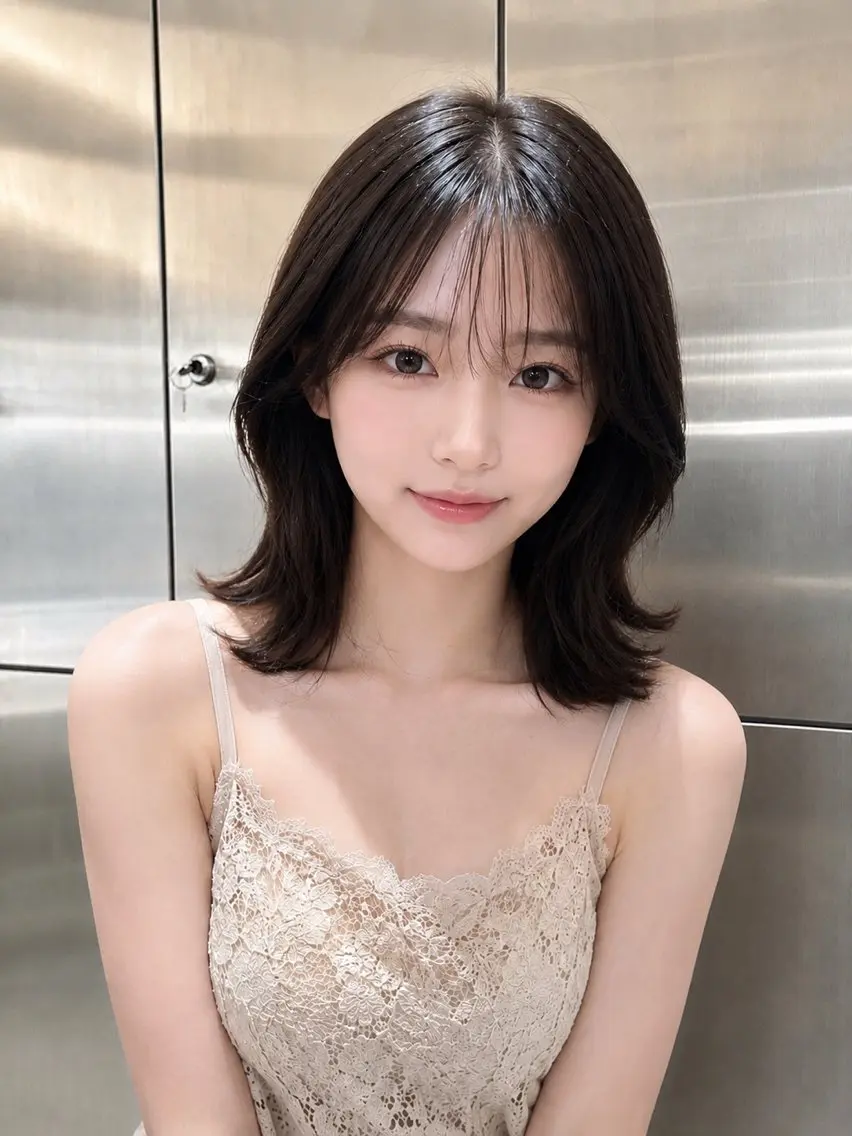 ミディアム 中野 茉莉のヘアスタイル