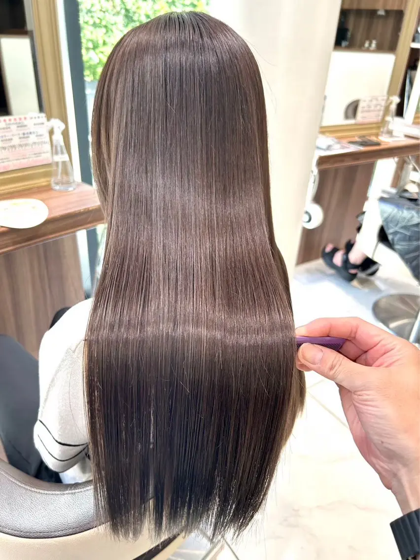 ロング 縮毛矯正 カット 縮毛矯正 奈良崎 和弘のヘアスタイル