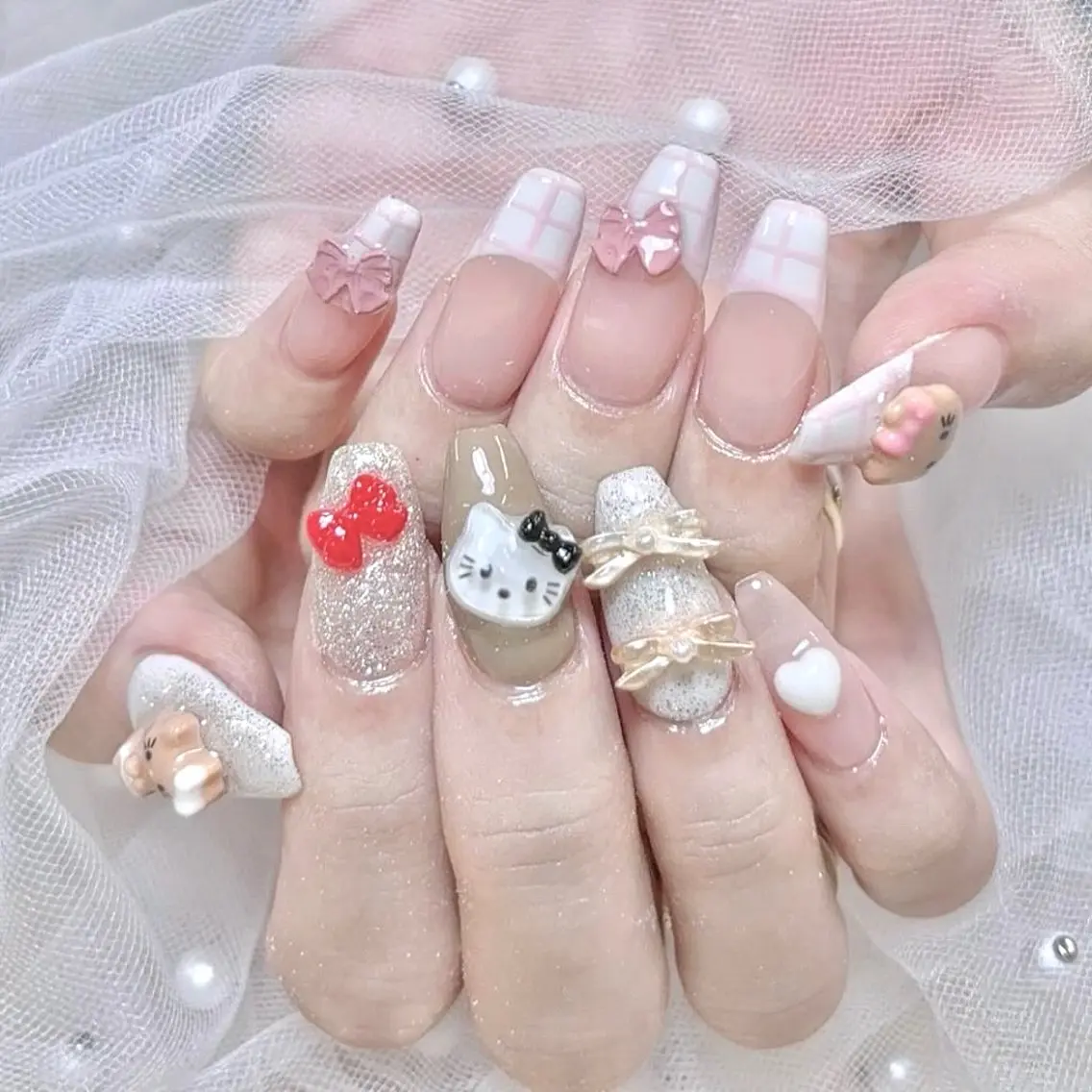 ネイル ハンドネイル 🎀kira 長さだし💗モチ最高のネイルデザイン