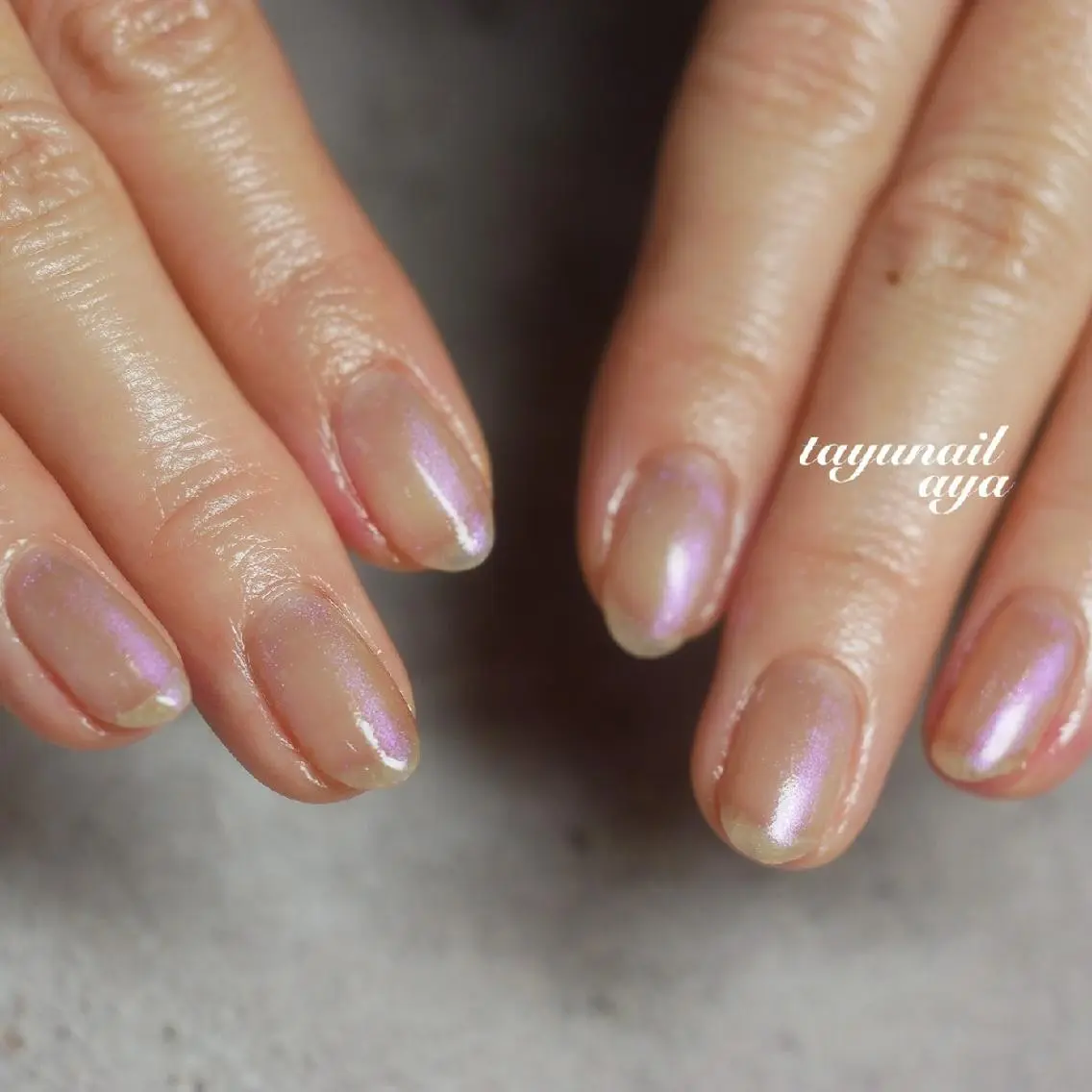 ネイル オーロラネイル ブルー クリアネイル ジェルネイル ワンカラーネイル ネイルサロン 【たゆnail】のネイルデザイン