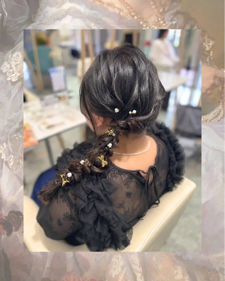 ロング ヘアアレンジ ハーフアップ ꧁꒰ঌ奈菜美໒꒱꧂ 箕面美容室のヘアスタイル