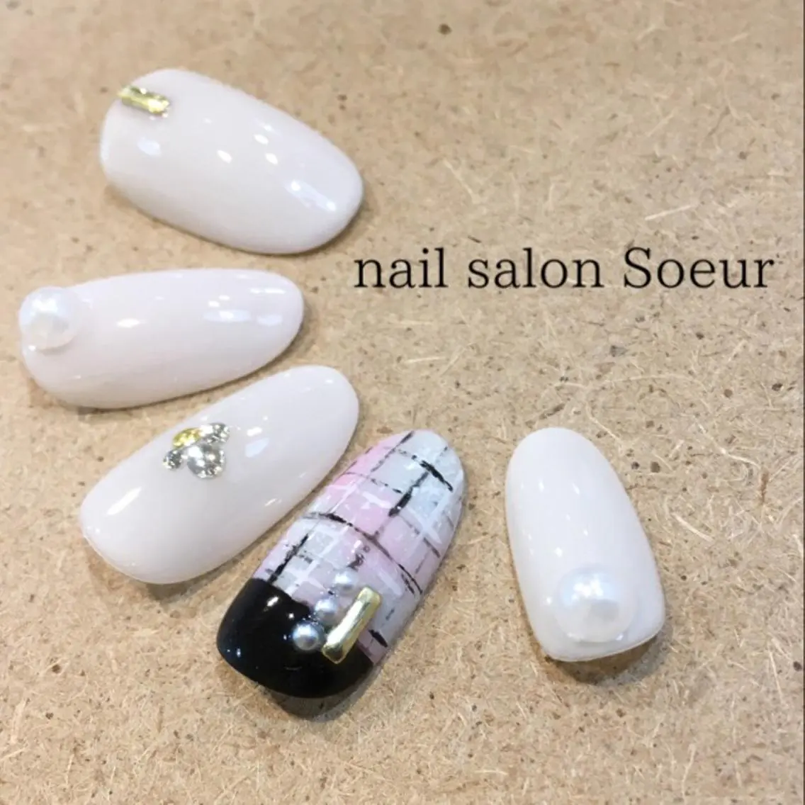 ネイル アニマル柄 アートネイル べっ甲ネイル フレンチネイル ツイードネイル nail salon Soeurのネイルデザイン