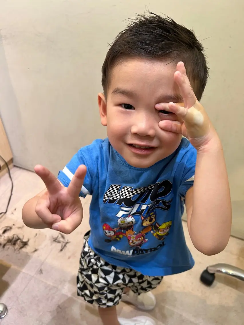 ショート カラー メンズ キッズ 久木原 ゆりのヘアスタイル