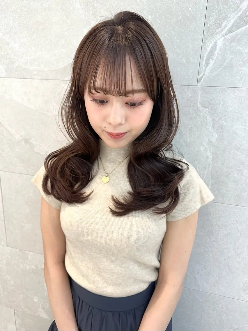 セミロング カラー ベージュカラー ブリーチ ブラウンカラー ケアブリーチ ダークブラウン カット ヘアカラー トリートメント 🦋高瀬寛菜🦋 韓国/ブリーチのヘアスタイル