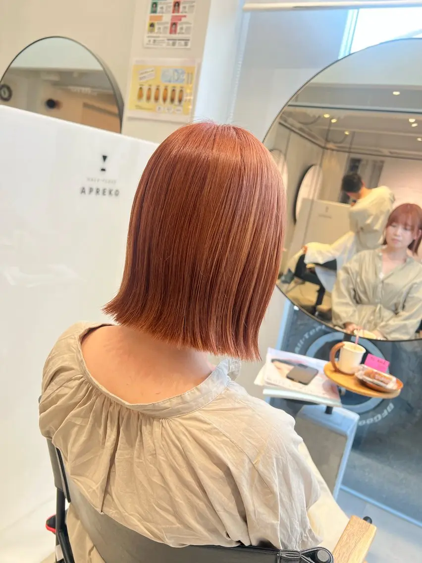 ミディアム カラー ヘアアレンジ カット ヘアカラー トリートメント APREKO SAYAKAのヘアスタイル