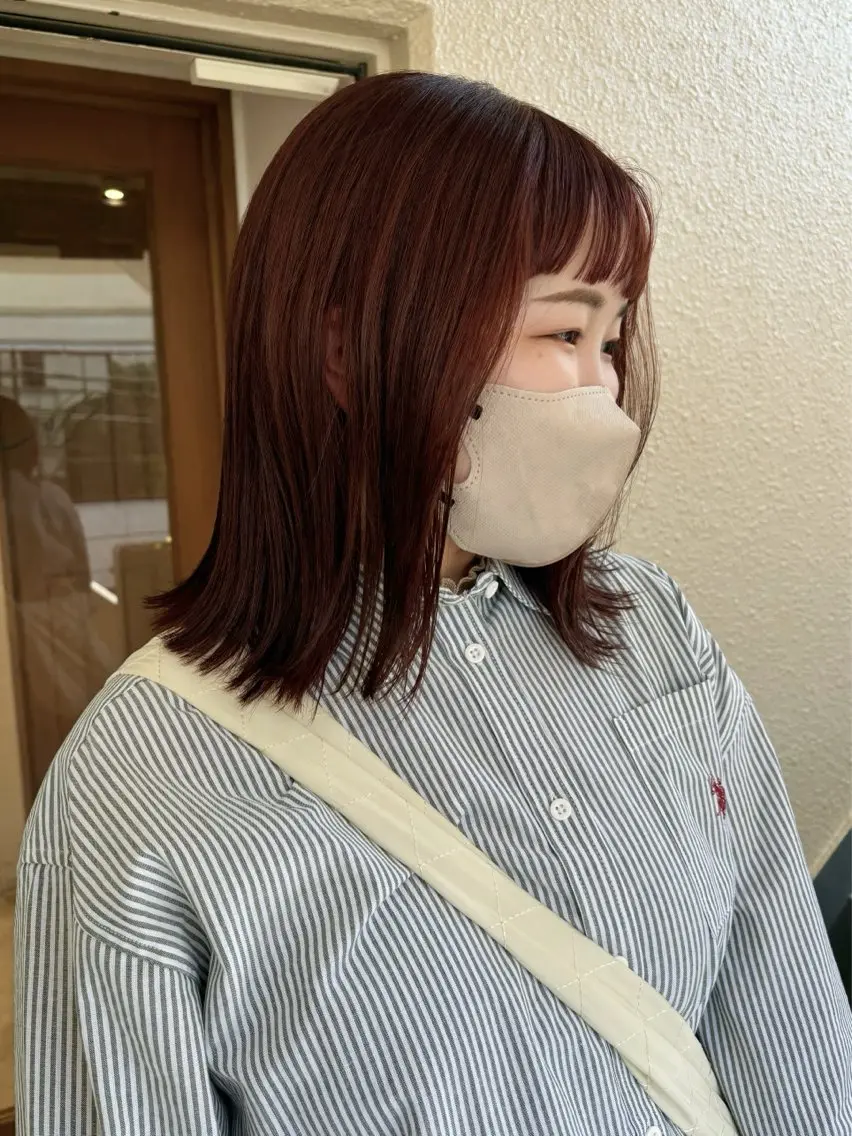 ミディアム カラー カット ヘアカラー トリートメント mei|顔まわり ×透明感カラーのヘアスタイル