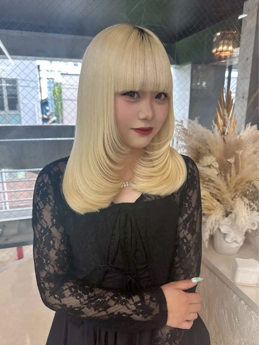 ミディアム ミディアムパーマ ハイライト レイヤーカット 縮毛矯正 ウルフカット カット XELM/RUI /高崎/ブリーチ/のヘアスタイル