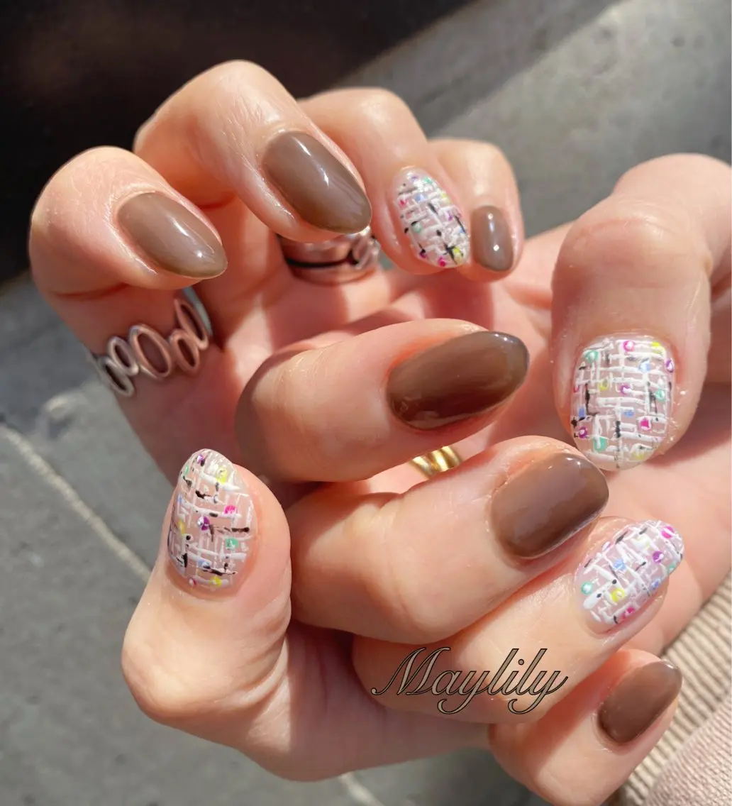 ネイル ツイードネイル Nail salon Maylilyのネイルデザイン