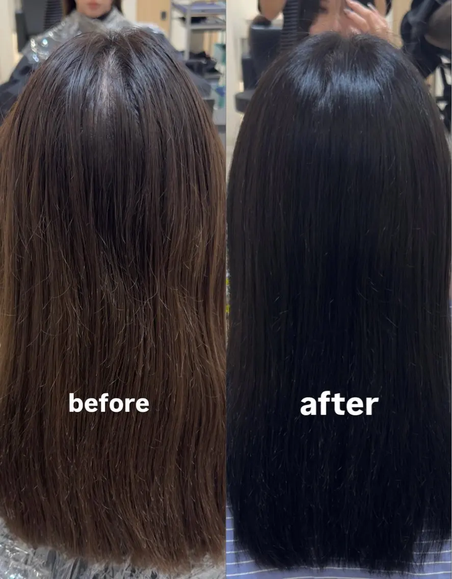 ロング カラー 黒髪 ブリーチ 透明感カラー 韓国風ヘア トリートメント ヘアカラー トリートメント かんた /百道浜・髪質改善のヘアスタイル