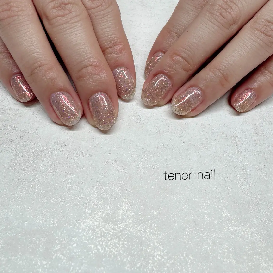 ネイル オーロラネイル フラッシュネイル キラキラネイル オレンジ ハンドネイル テネルネイル tener nailのネイルデザイン