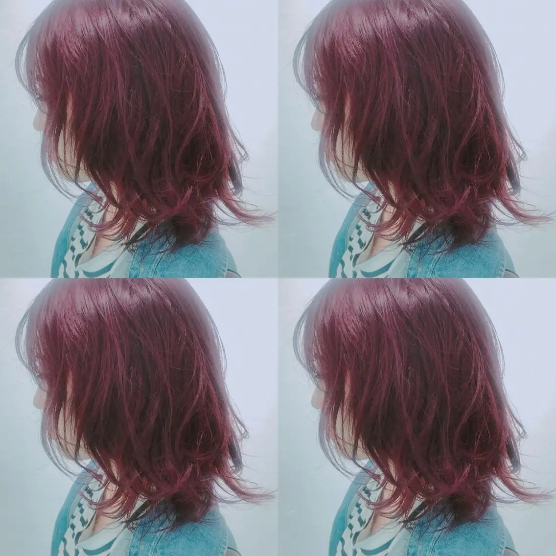 カラー ボルドーカラー イルミナカラー ヘアカラー トリートメント 💓パーマ，💗 レイヤーカットのヘアスタイル