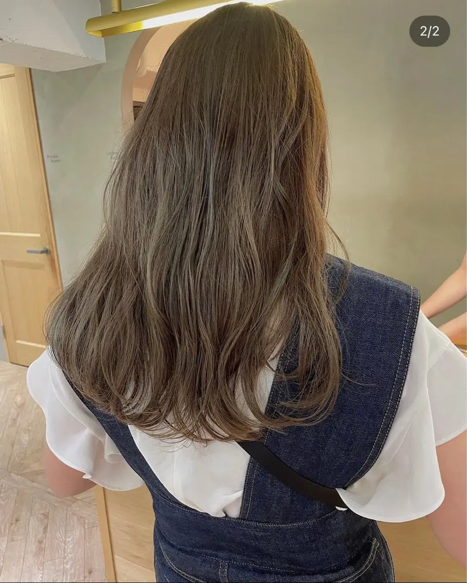 ロング ヘアカラー 似合わせレイヤー ＆縮毛矯正のヘアスタイル