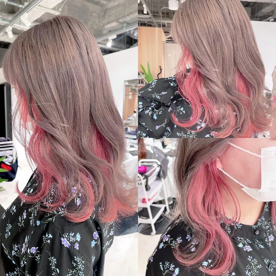 セミロング カラー ブリーチ ハイトーンカラー ヘアカラー トリートメント 渋谷:インナーカラー ／🍒エリカ🍒のヘアスタイル