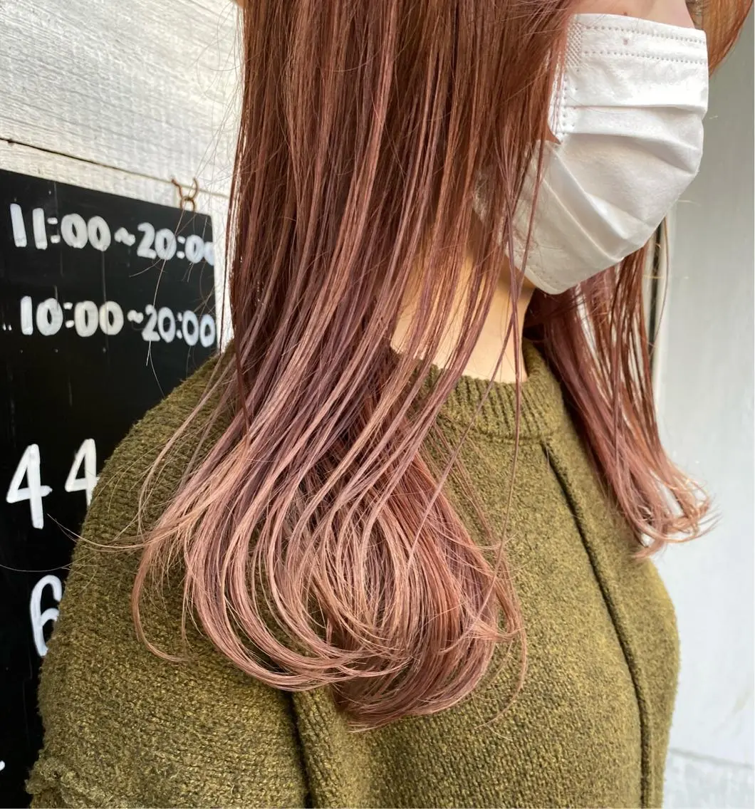 ミディアム カラー オレンジ カット ヘアカラー トリートメント 森貴裕/ベージュ/ パーマ/オリーブのヘアスタイル