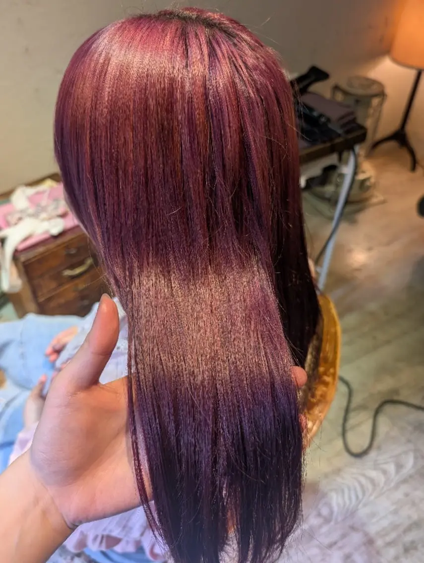カラー セミロング ピンクカラー 名前のない美容室 mayuのヘアスタイル