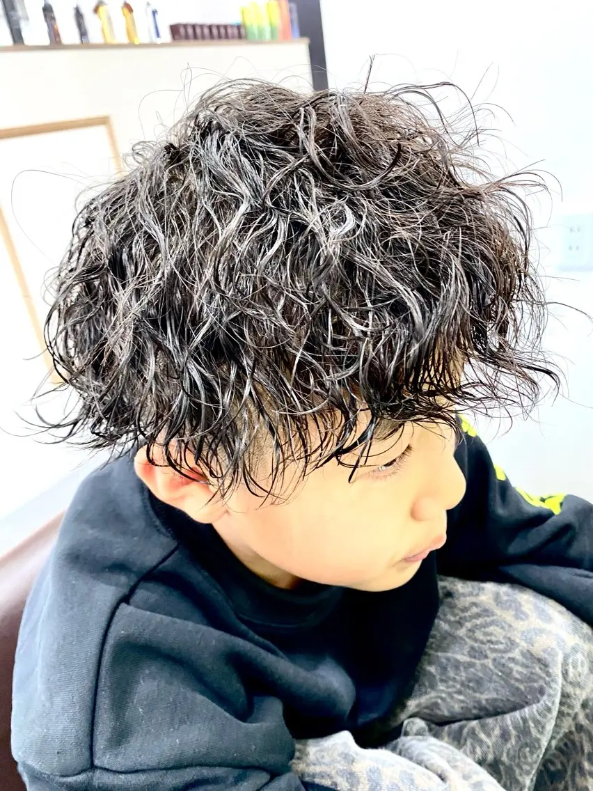 ショート パーマ メンズ キッズ 🌿attrait ANNEX個室サロンのヘアスタイル