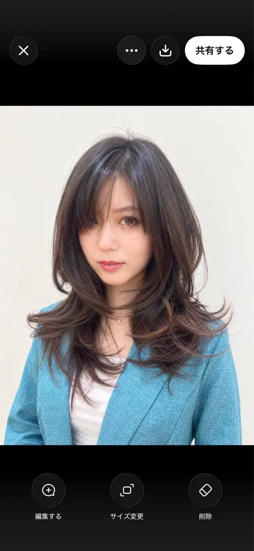 ロング 田中 ひなりのヘアスタイル
