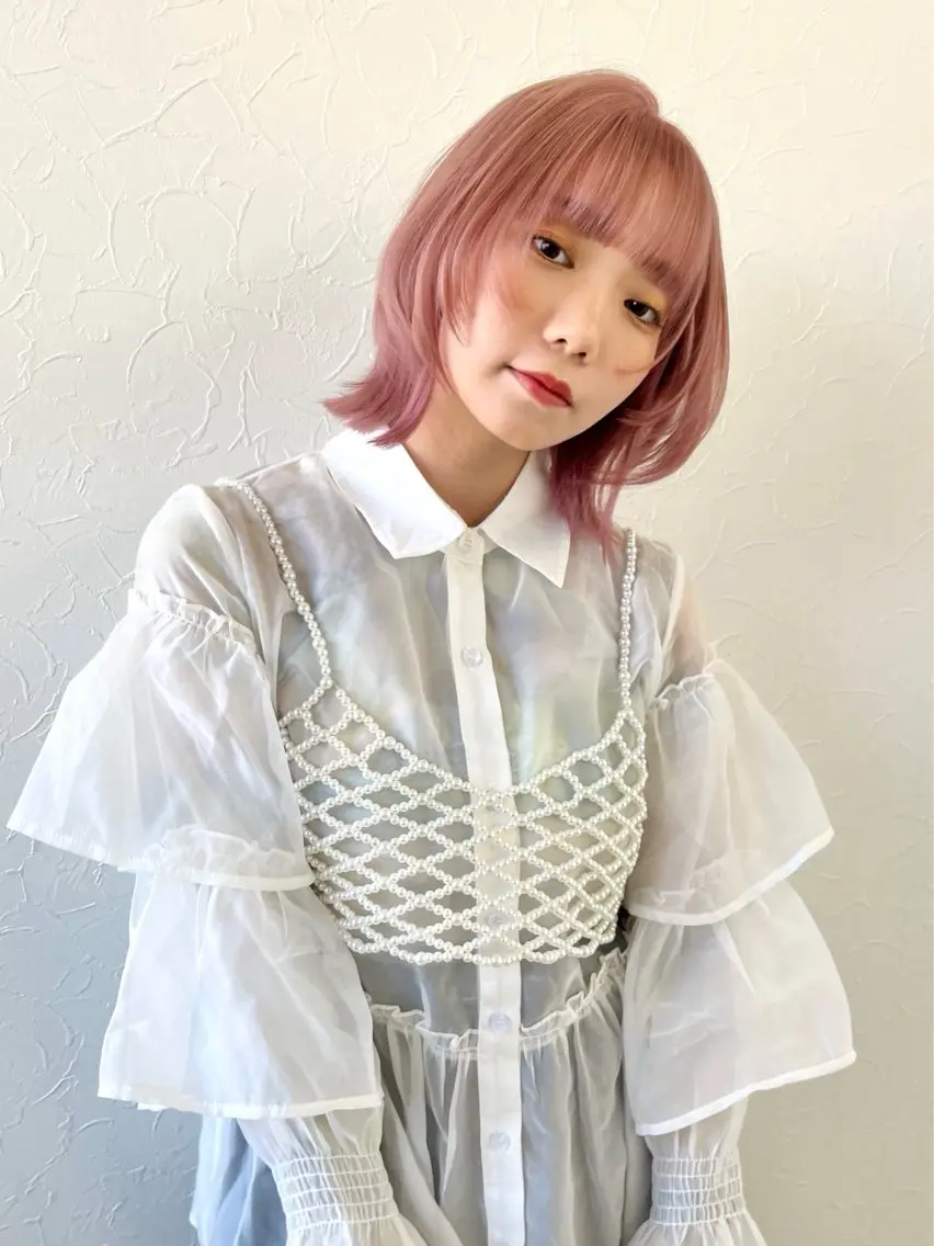 ミディアム カラー ボブレイヤー ボブ 顔まわりレイヤー レイヤーカット レイヤー⭐️カラー ⭐️平川雅史のヘアスタイル