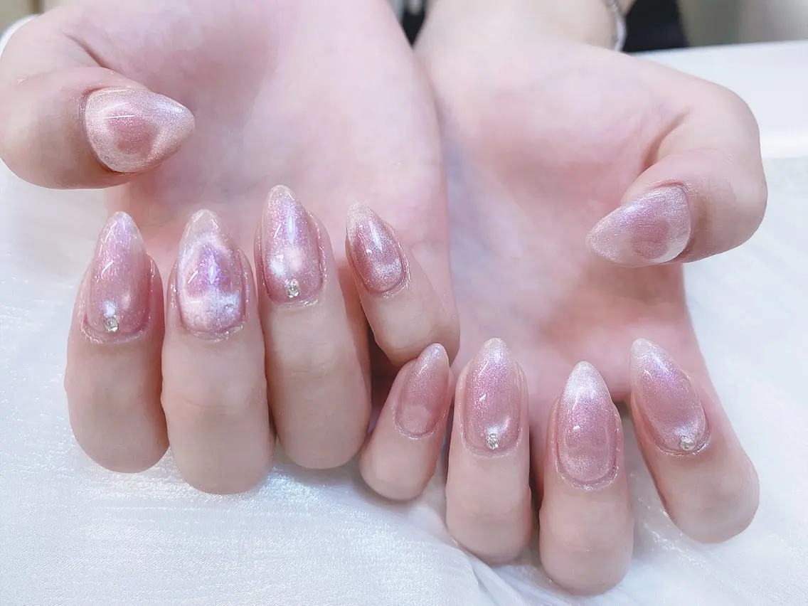 ネイル チークネイル 成人式 フレンチネイル グラデーション 氷ネイル・うるうるネイル ハンドネイル DUO MI nail salonのネイルデザイン