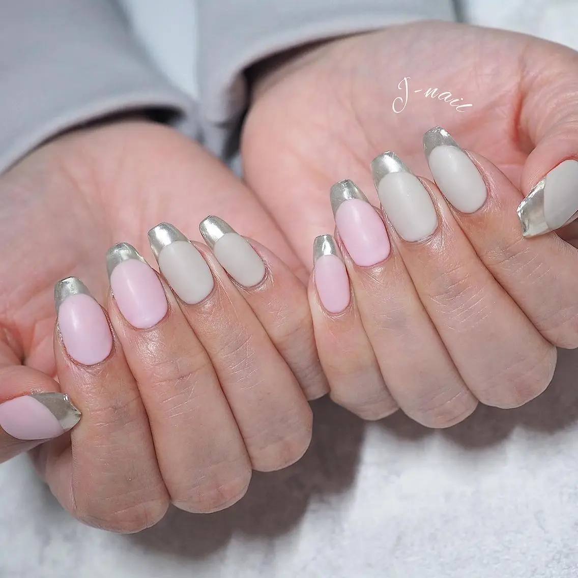 ネイル フレンチネイル ミラーネイル J-nail satoのネイルデザイン